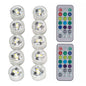 10Pcs 3cm Submersible RGB Color LED Light Lamp Waterproof Underwater Light with 2 Remote Controls for Vase Fishtank Wedding