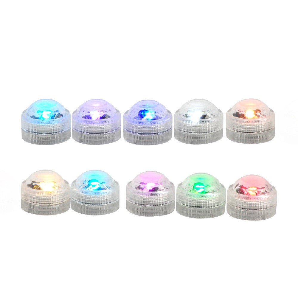 10Pcs 3cm Submersible RGB Color LED Light Lamp Waterproof Underwater Light with 2 Remote Controls for Vase Fishtank Wedding