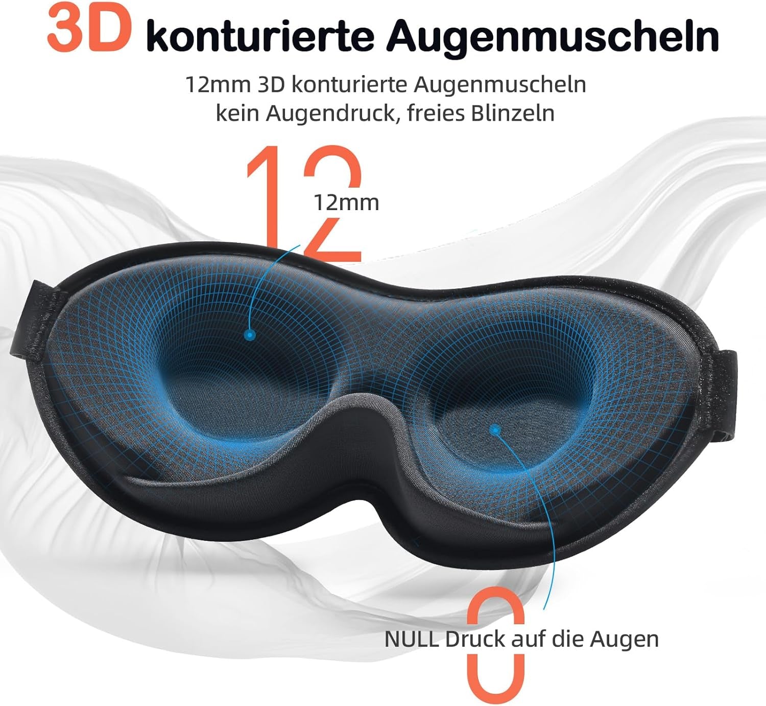 INNELO Schlafmaske Für Herren Frauen, 2024 Bequeme Atmungsaktive 3D Augenmaske, Mit Tiefen Augenhöhlen Und Erhöhten Nasenpads, 100％ Lichtblockierende Schlafbrille Mit Memory Foam Für Reisen, Schwarz