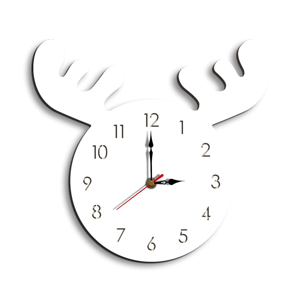 Cute Moose Decorative Quartz Wall Clock Battery Operated Silent Clock for Living Room, Bedroom