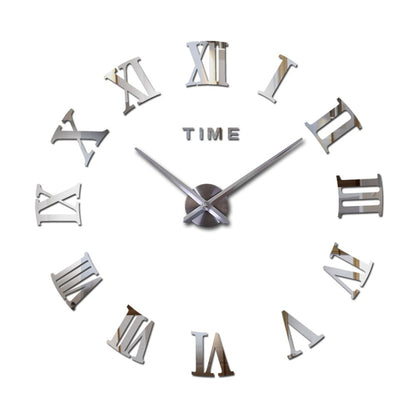 Frameless DIY Wall Clock 3D Acrylic Sticker Roman Numbers Wall Clock