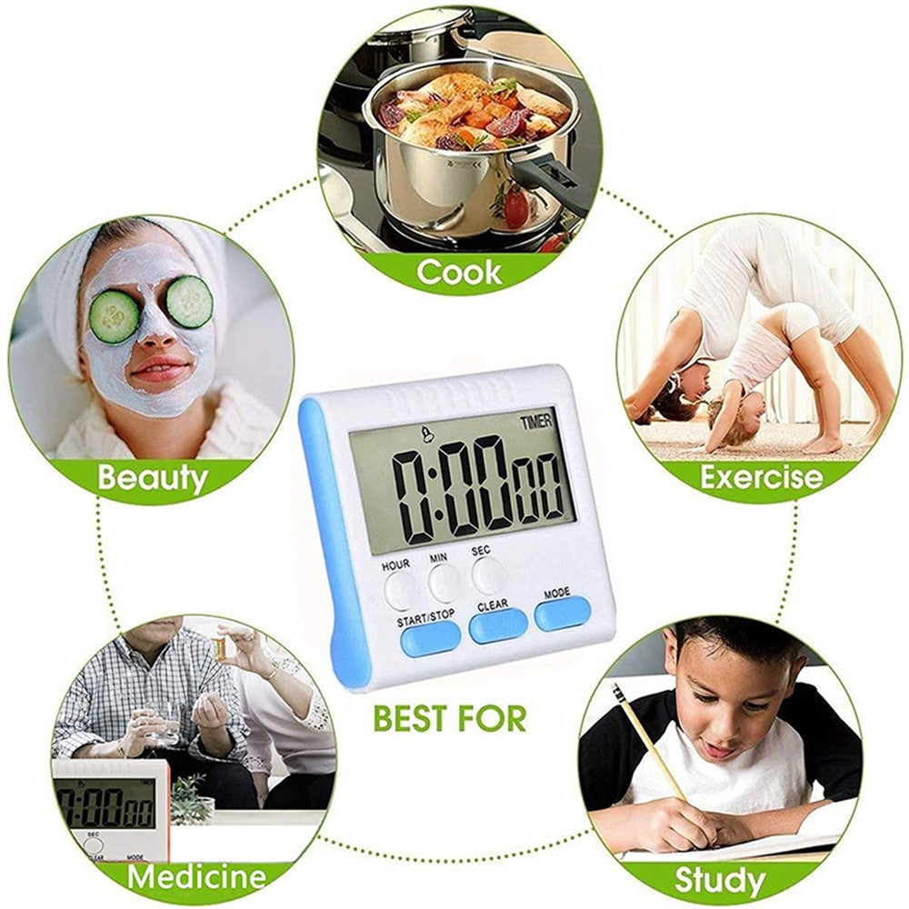 Magnetic Large LCD Digital Kitchen Timer with Loud Alarm Count Up & Down Clock 24 Hours Kitchen Timer