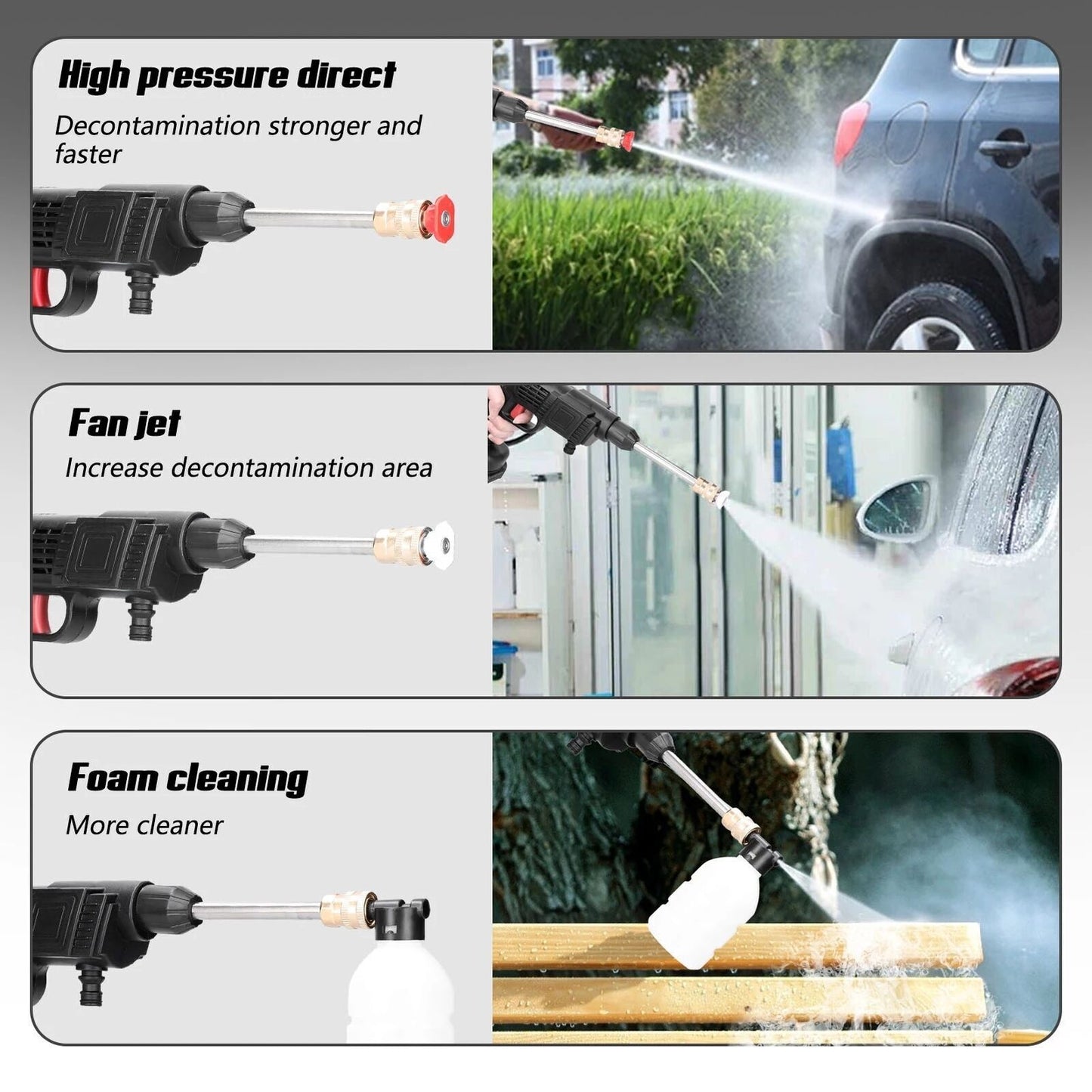 Kabelloser Akku-Hochdruckreiniger mit 2 Akkus – Tragbare Wasserpistole für Auto, Garten & Outdoor
