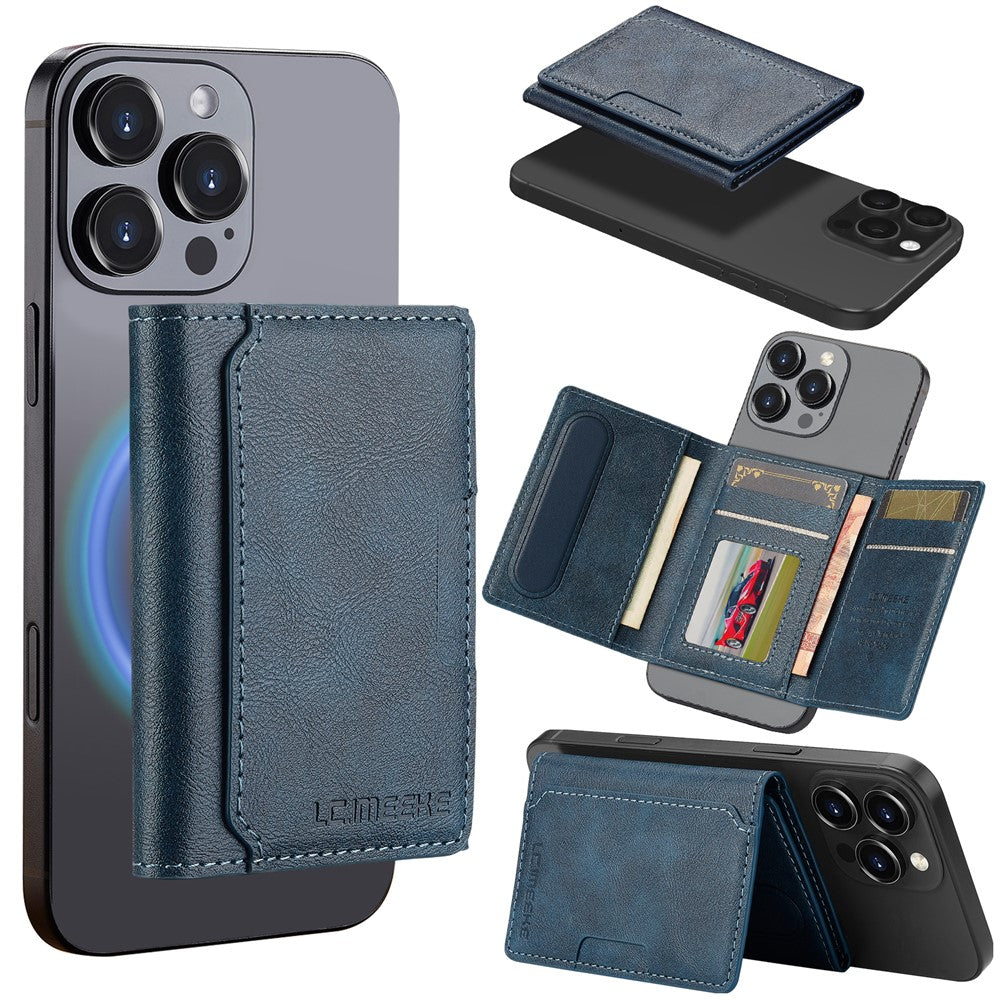 LC.IMEEKE Magnetic Card Holder Kickstand RFID Blocking PU Leather Phone Back Card Case