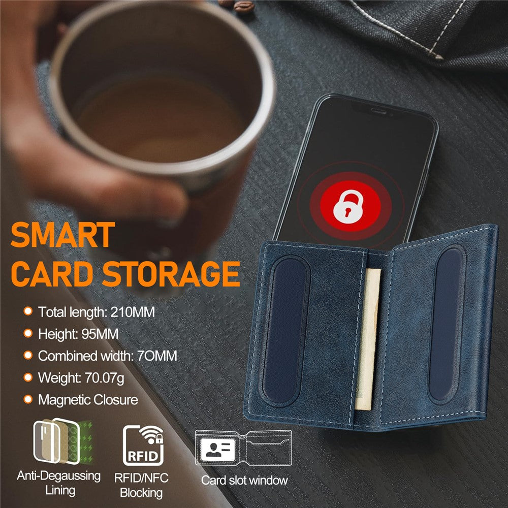 LC.IMEEKE Magnetic Card Holder Kickstand RFID Blocking PU Leather Phone Back Card Case