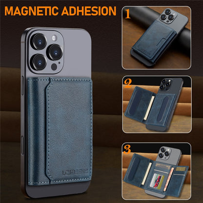 LC.IMEEKE Magnetic Card Holder Kickstand RFID Blocking PU Leather Phone Back Card Case