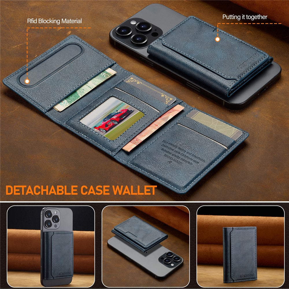 LC.IMEEKE Magnetic Card Holder Kickstand RFID Blocking PU Leather Phone Back Card Case