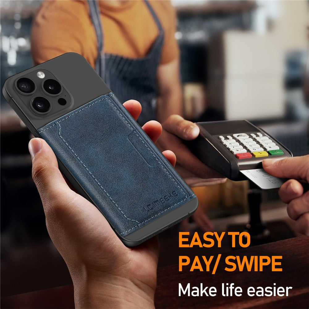 LC.IMEEKE Magnetic Card Holder Kickstand RFID Blocking PU Leather Phone Back Card Case