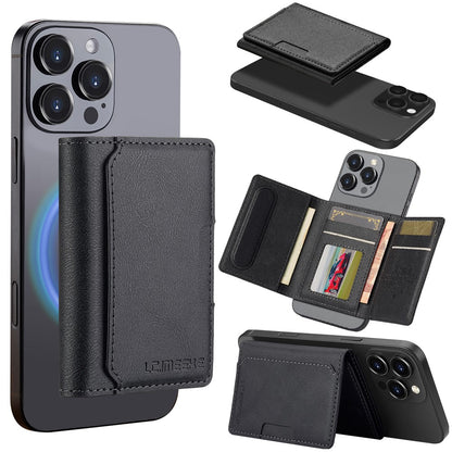 LC.IMEEKE Magnetic Card Holder Kickstand RFID Blocking PU Leather Phone Back Card Case
