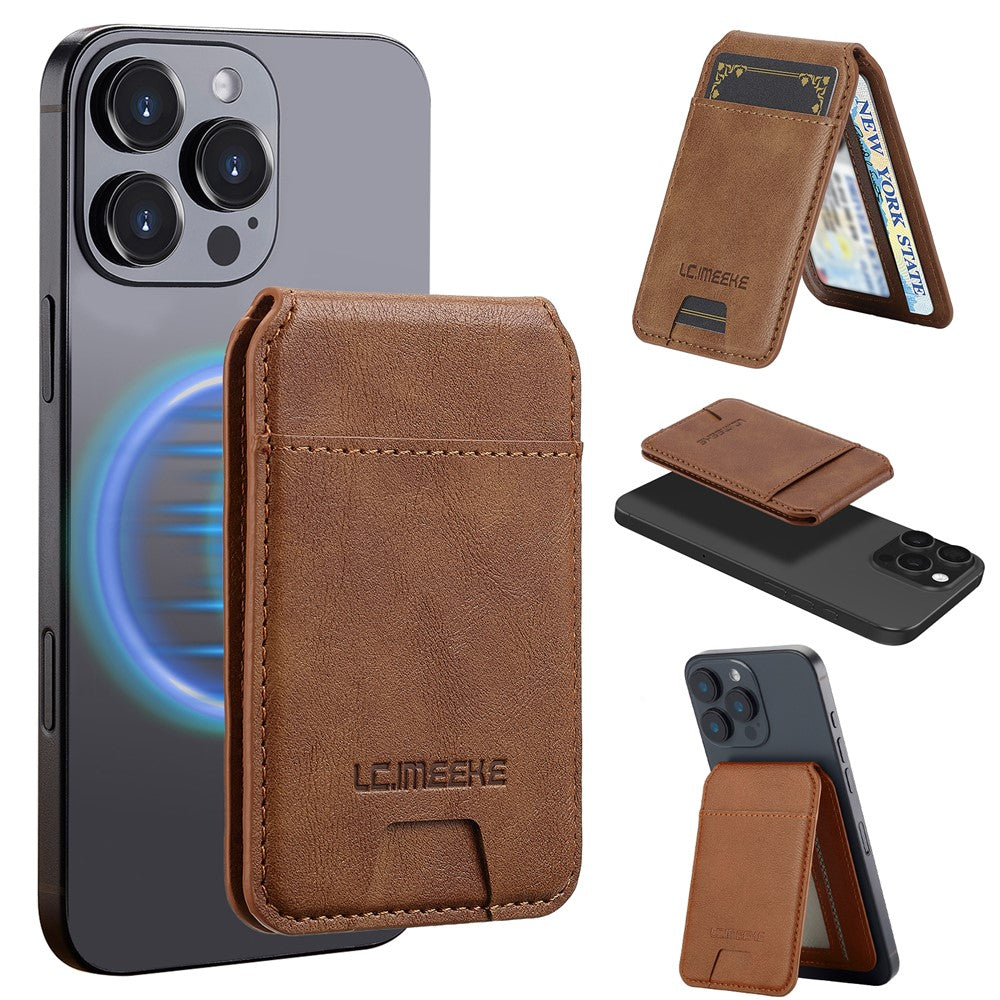 LC.IMEEKE Phone Magnetic Card Holder RFID Blocking Card Slots Leather Kickstand