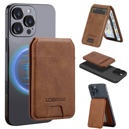 LC.IMEEKE Phone Magnetic Card Holder RFID Blocking Card Slots Leather Kickstand