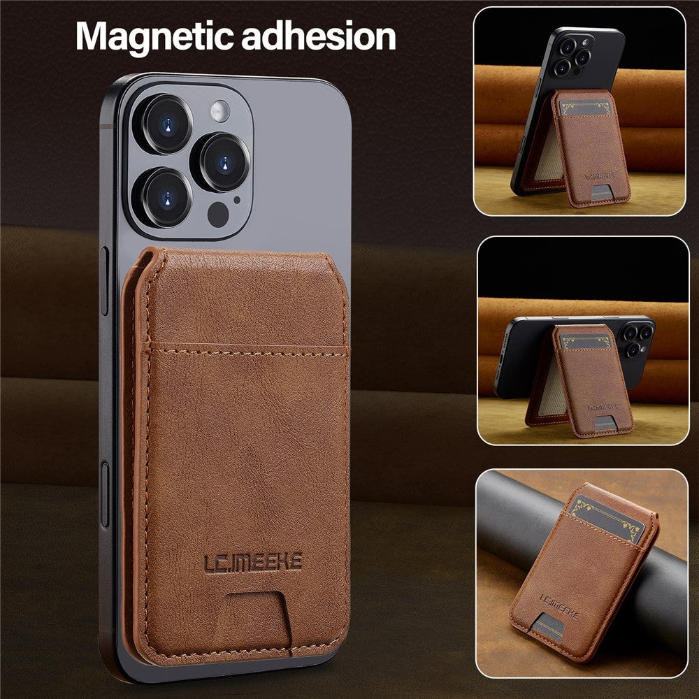 LC.IMEEKE Phone Magnetic Card Holder RFID Blocking Card Slots Leather Kickstand