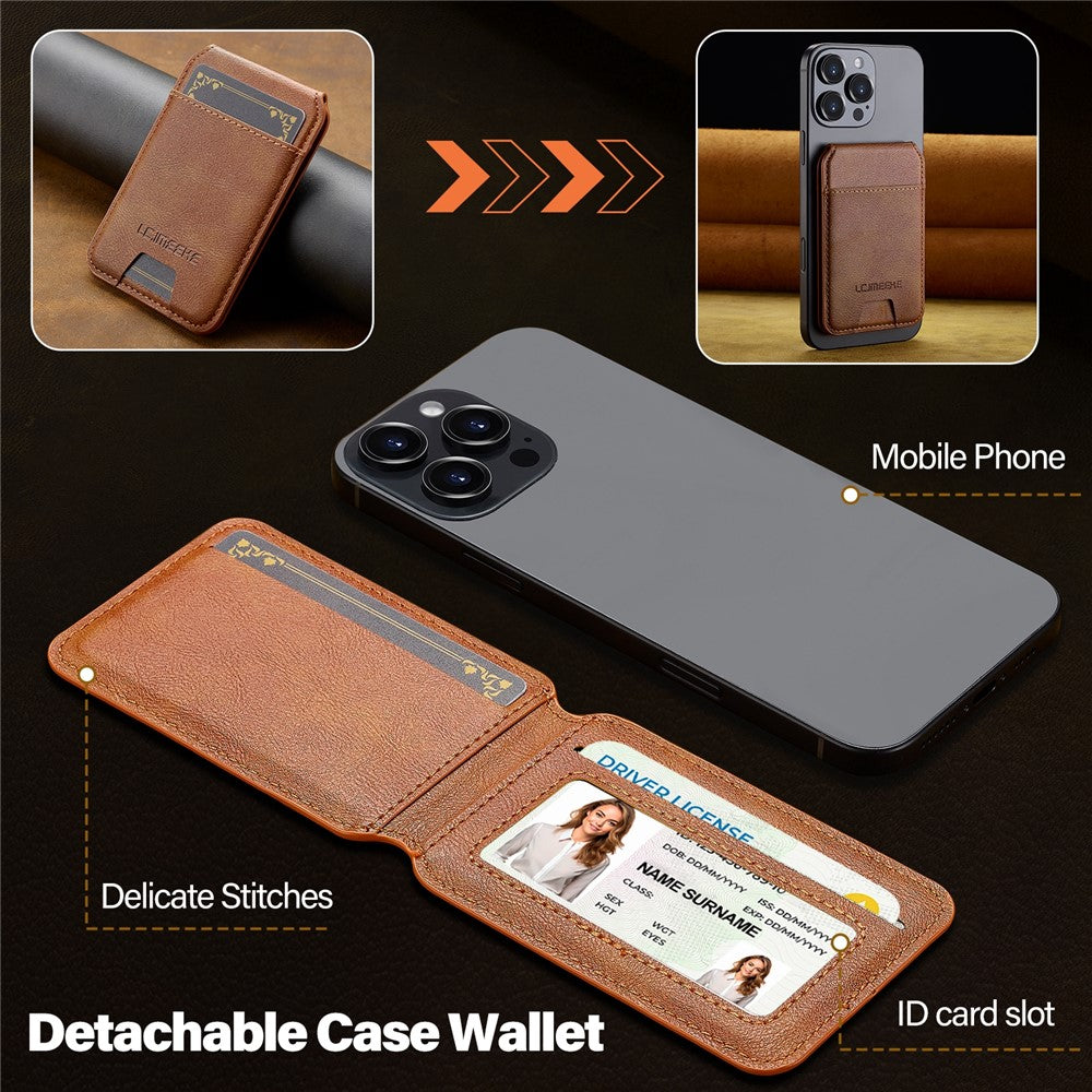LC.IMEEKE Phone Magnetic Card Holder RFID Blocking Card Slots Leather Kickstand