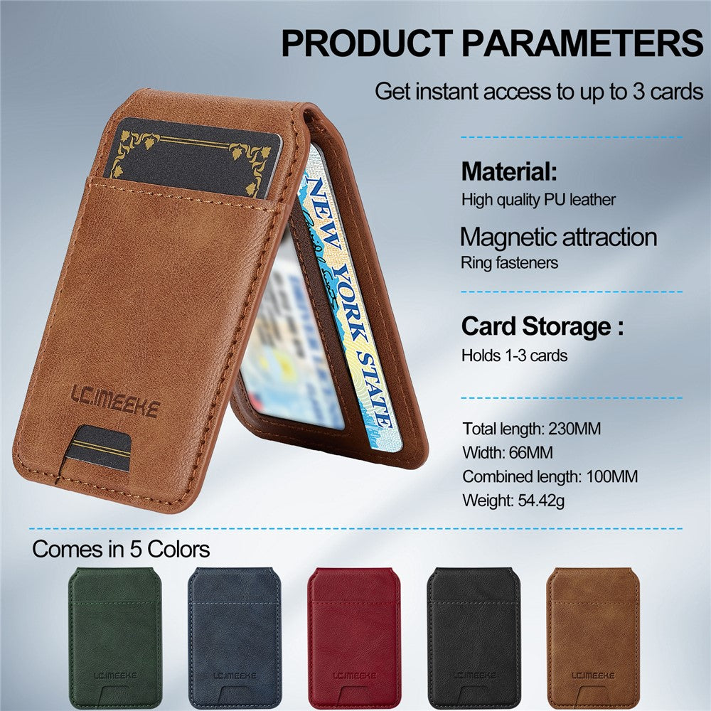LC.IMEEKE Phone Magnetic Card Holder RFID Blocking Card Slots Leather Kickstand