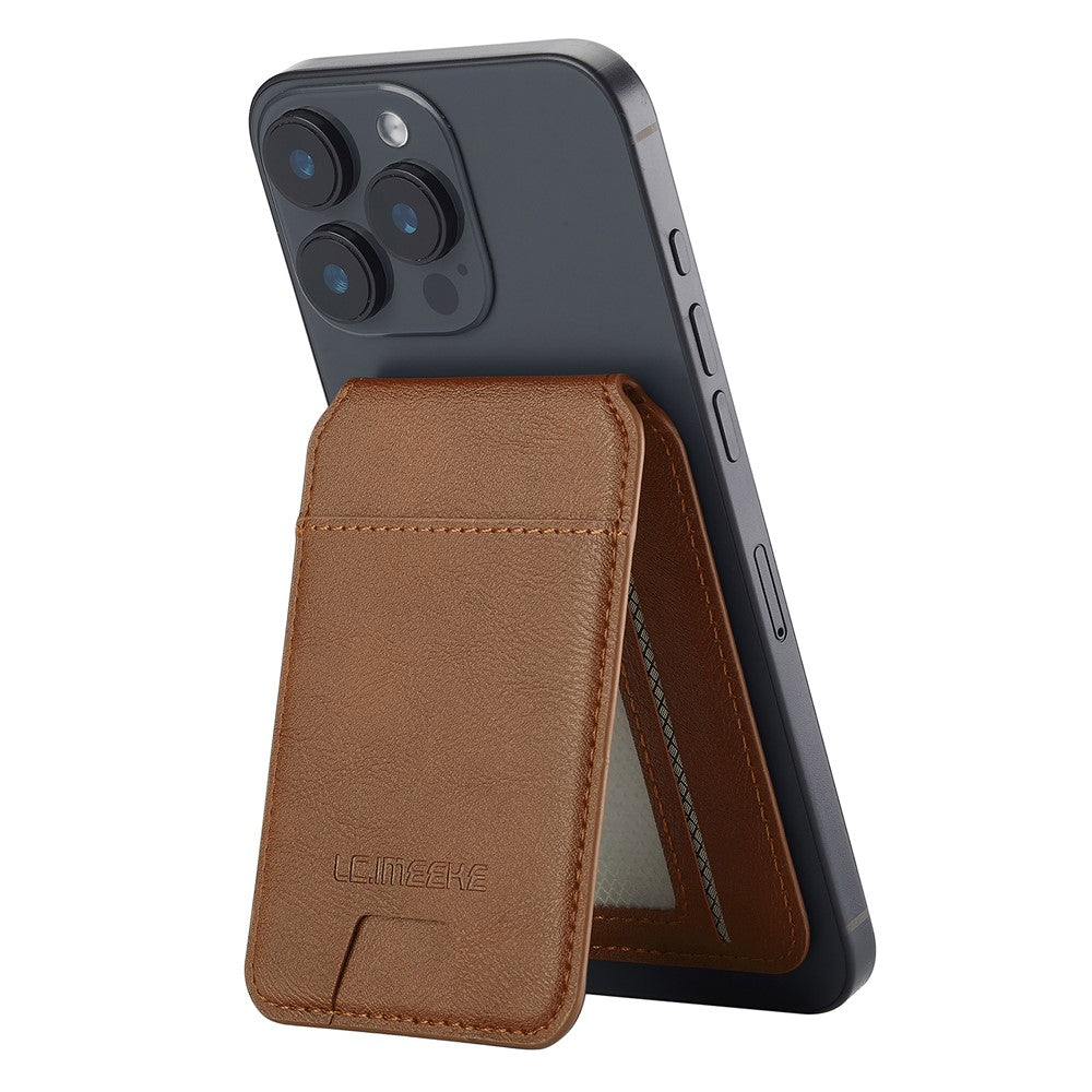 LC.IMEEKE Phone Magnetic Card Holder RFID Blocking Card Slots Leather Kickstand