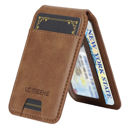 LC.IMEEKE Phone Magnetic Card Holder RFID Blocking Card Slots Leather Kickstand