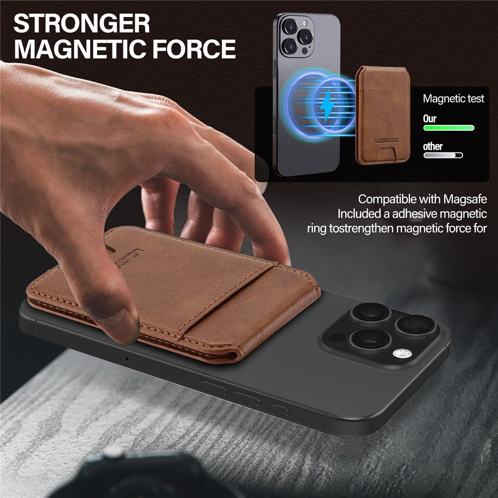 LC.IMEEKE Phone Magnetic Card Holder RFID Blocking Card Slots Leather Kickstand