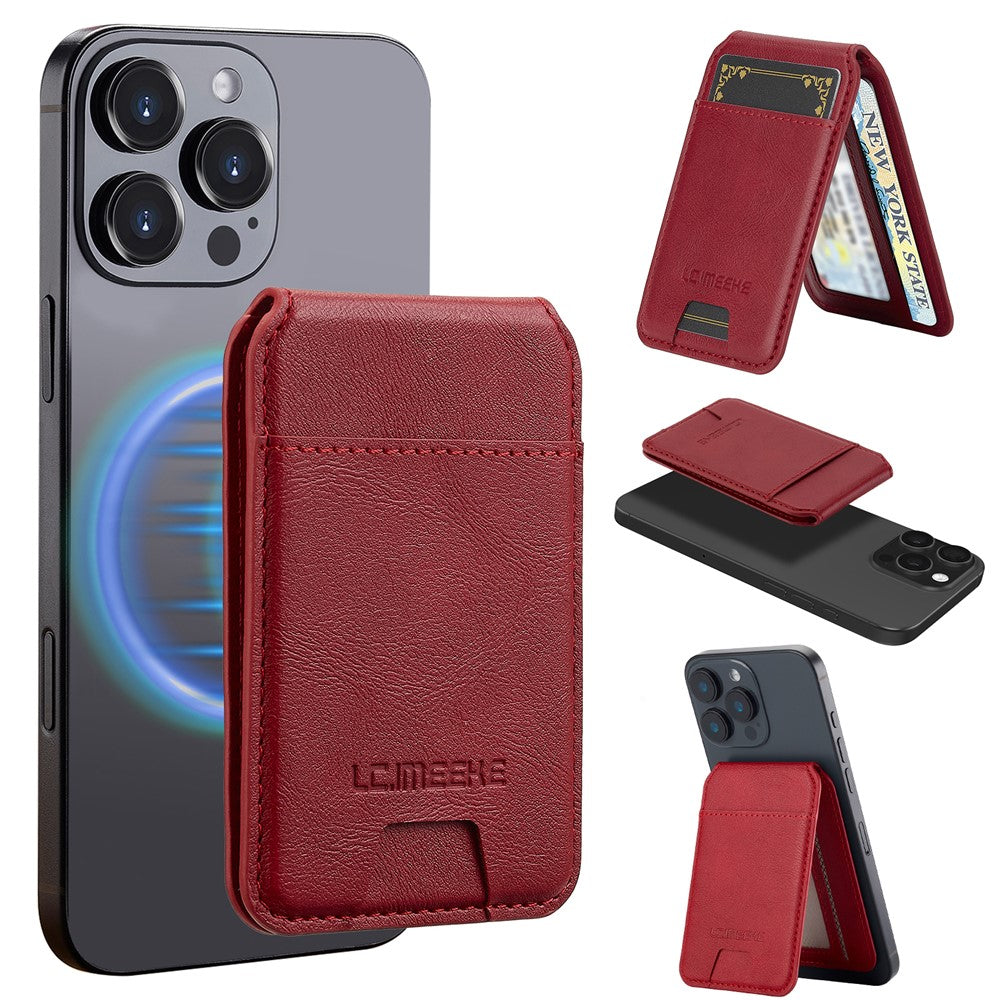 LC.IMEEKE Phone Magnetic Card Holder RFID Blocking Card Slots Leather Kickstand