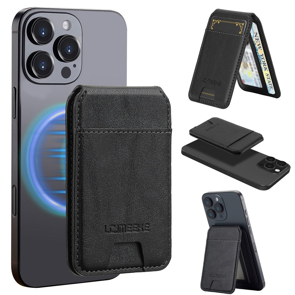 LC.IMEEKE Phone Magnetic Card Holder RFID Blocking Card Slots Leather Kickstand