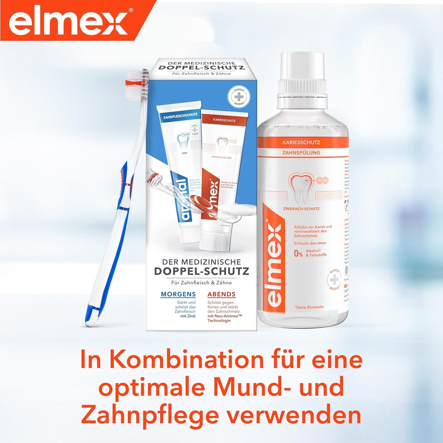 Aronal® Und Elmex® Doppel-Schutz Zahnpasta, Mit Zink & Mit Neo-Aminex™ Technologie 2X75 Ml