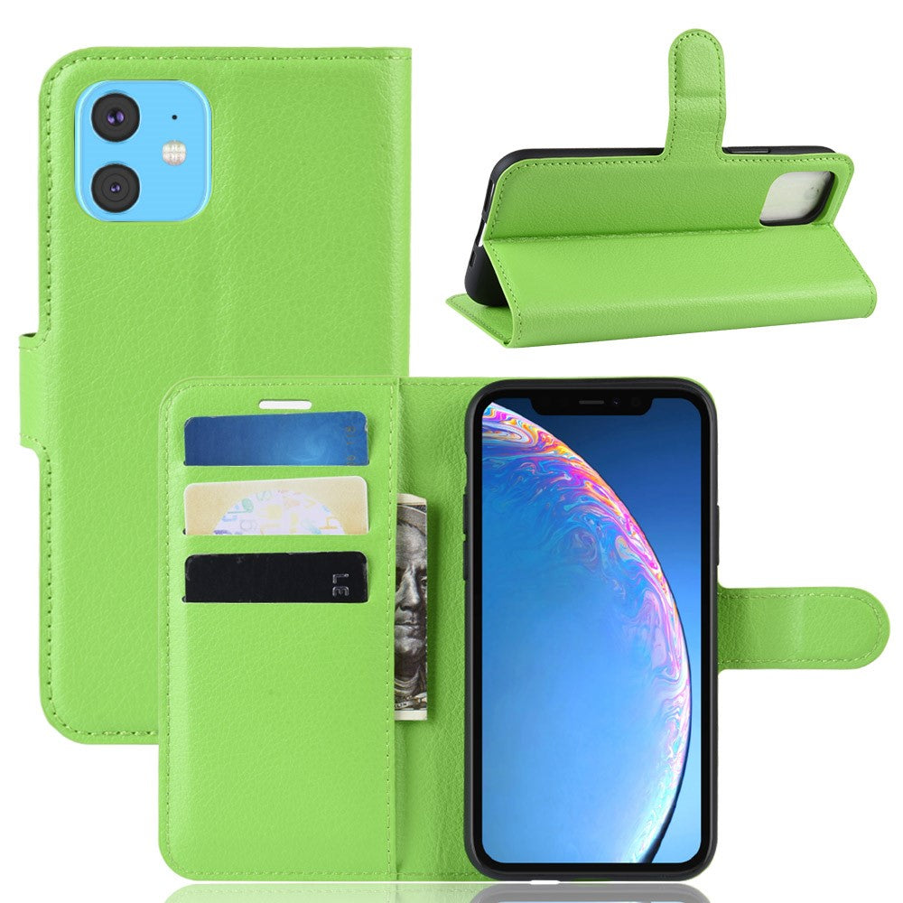 Litchi Skin Leather Wallet Stand Case for iPhone 11 6.1 inch (2019) with Soft TPU Inner Case