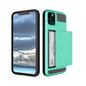 For iPhone 11 6.1 inch (2019) Slide Card Holder PC + TPU Hybrid Mobile Phone Casing