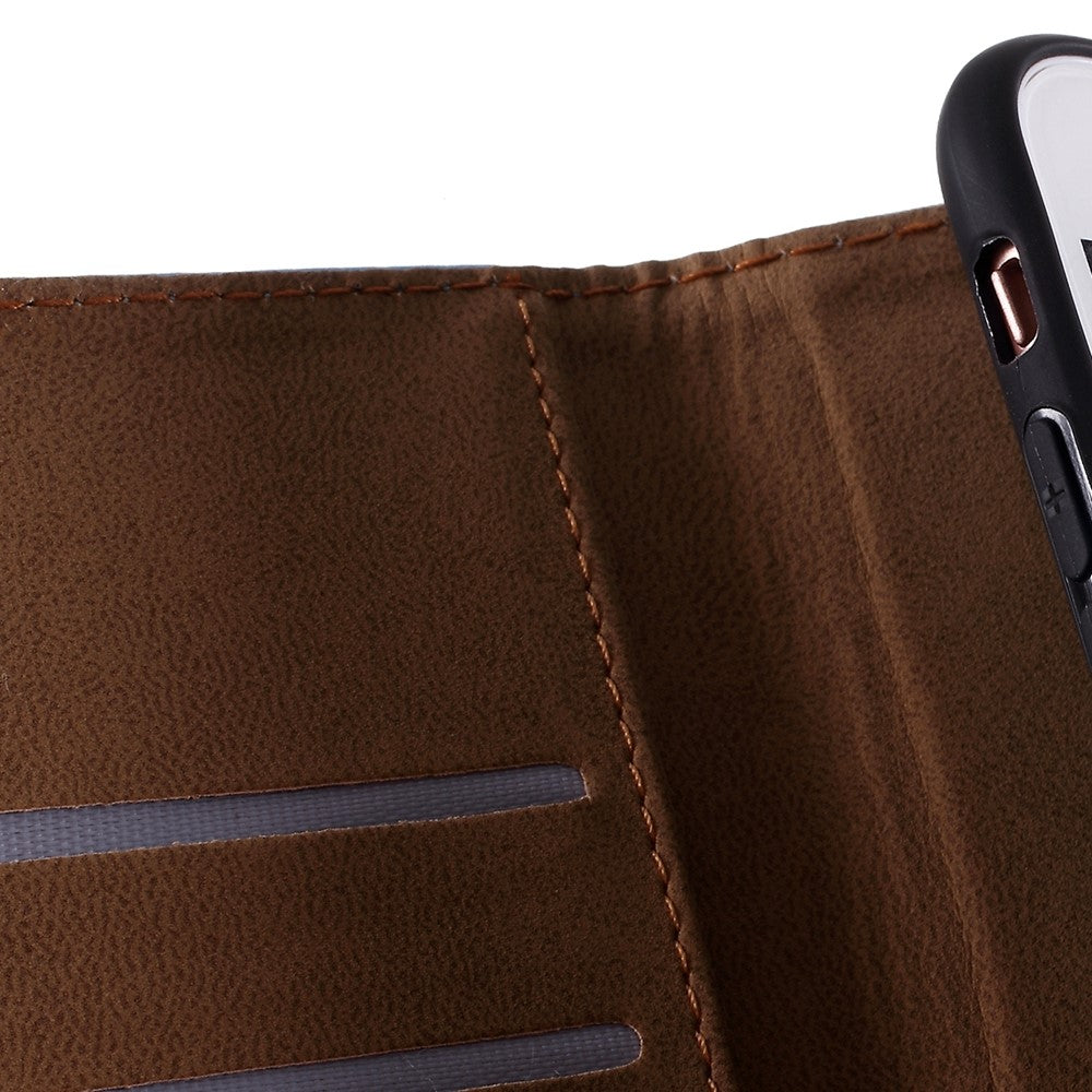 Stand Function Genuine Leather Wallet Flip Case with Secure Magnetic Closure for iPhone 8 / 7 / SE (2020) / SE (2022)