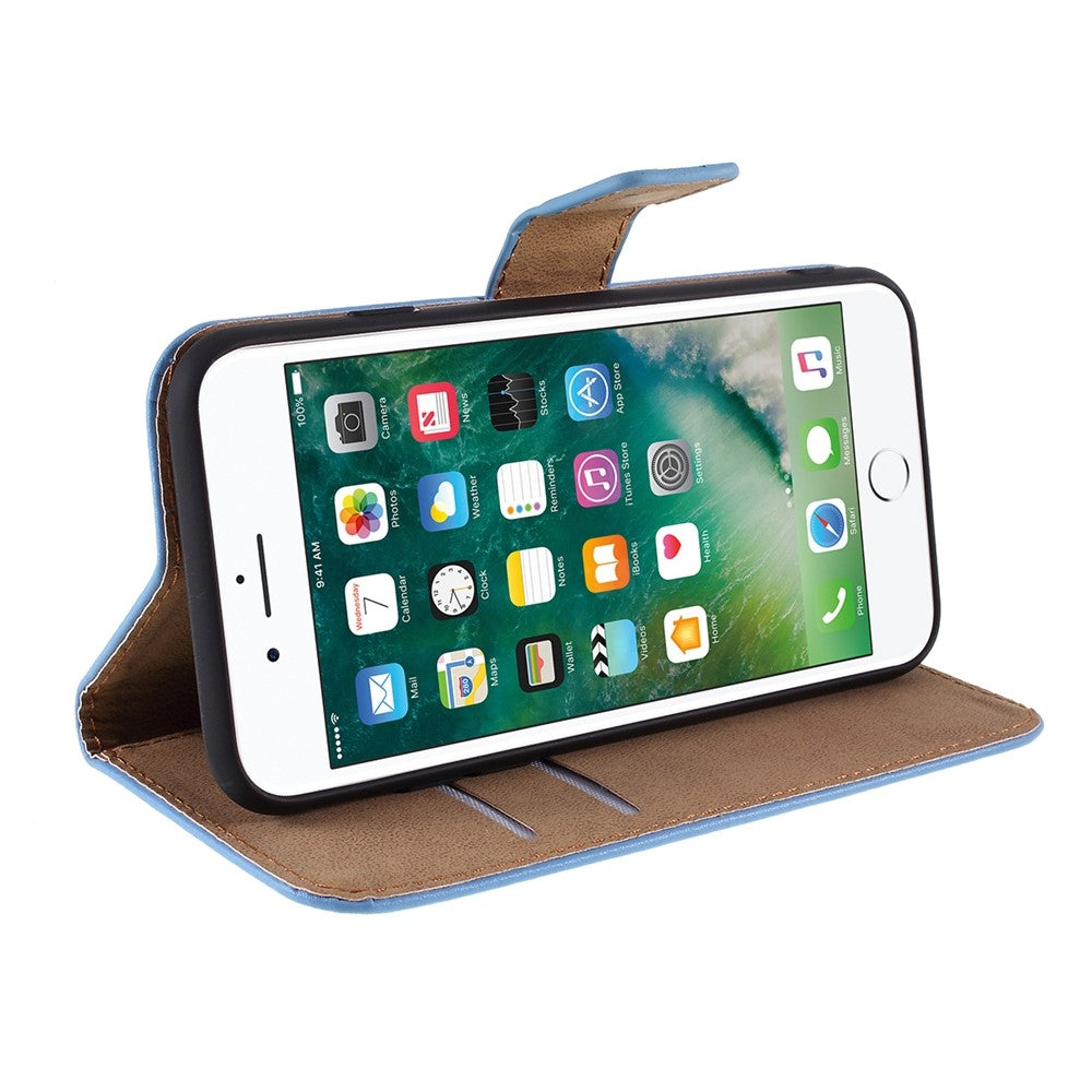Stand Function Genuine Leather Wallet Flip Case with Secure Magnetic Closure for iPhone 8 / 7 / SE (2020) / SE (2022)