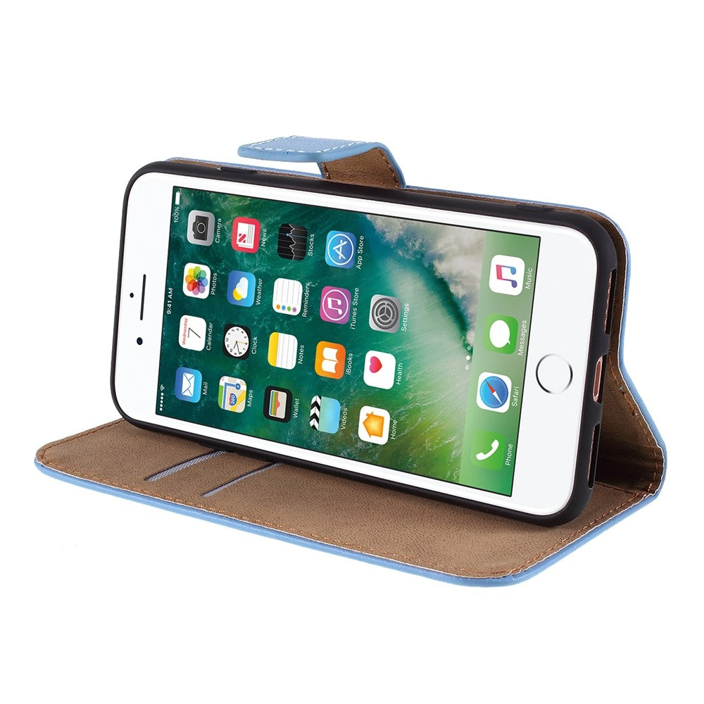 Stand Function Genuine Leather Wallet Flip Case with Secure Magnetic Closure for iPhone 8 / 7 / SE (2020) / SE (2022)