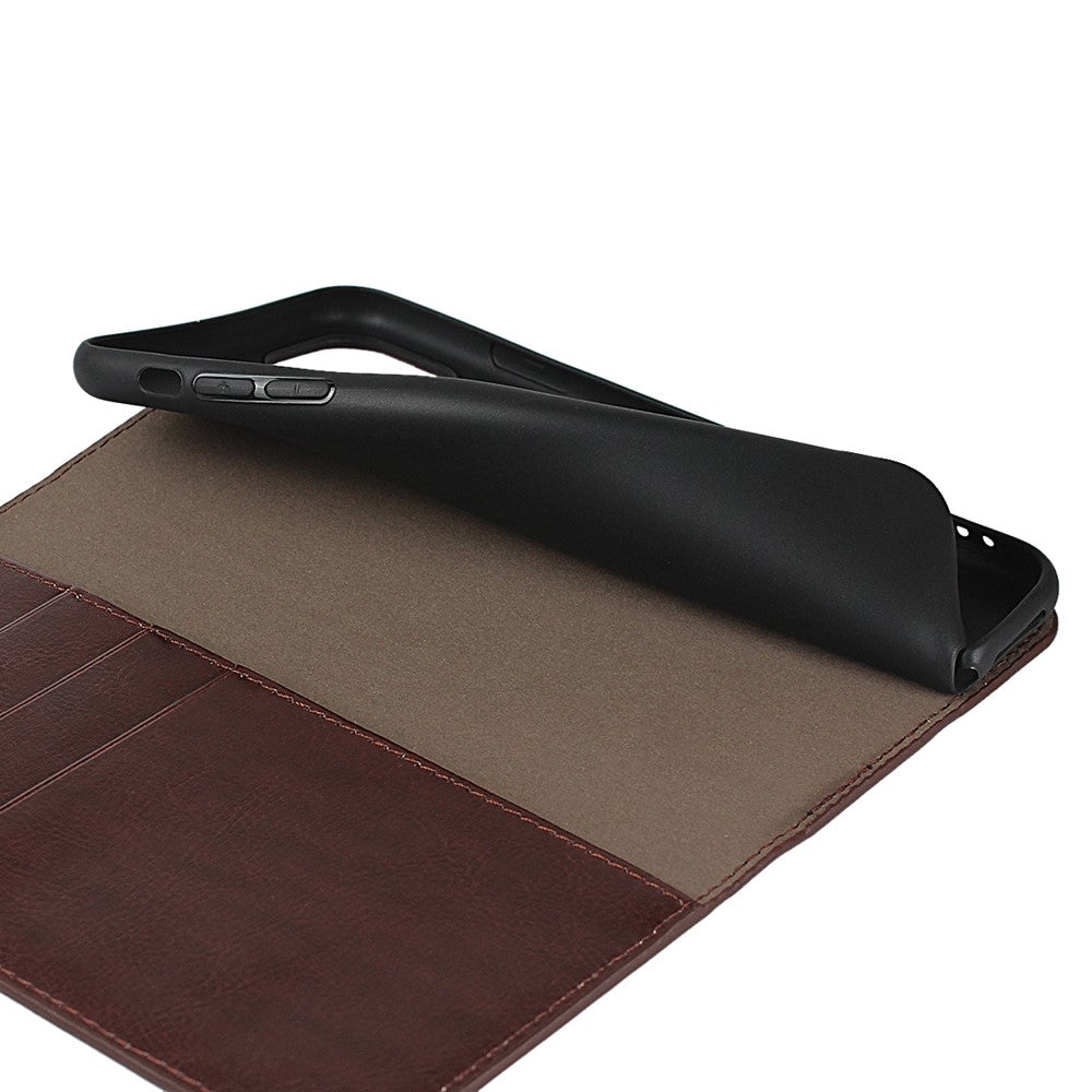 For iPhone 11 6.1 inch Crazy Horse Skin Genuine Leather Case Shockproof TPU Stand Wallet Flip Folio Cover