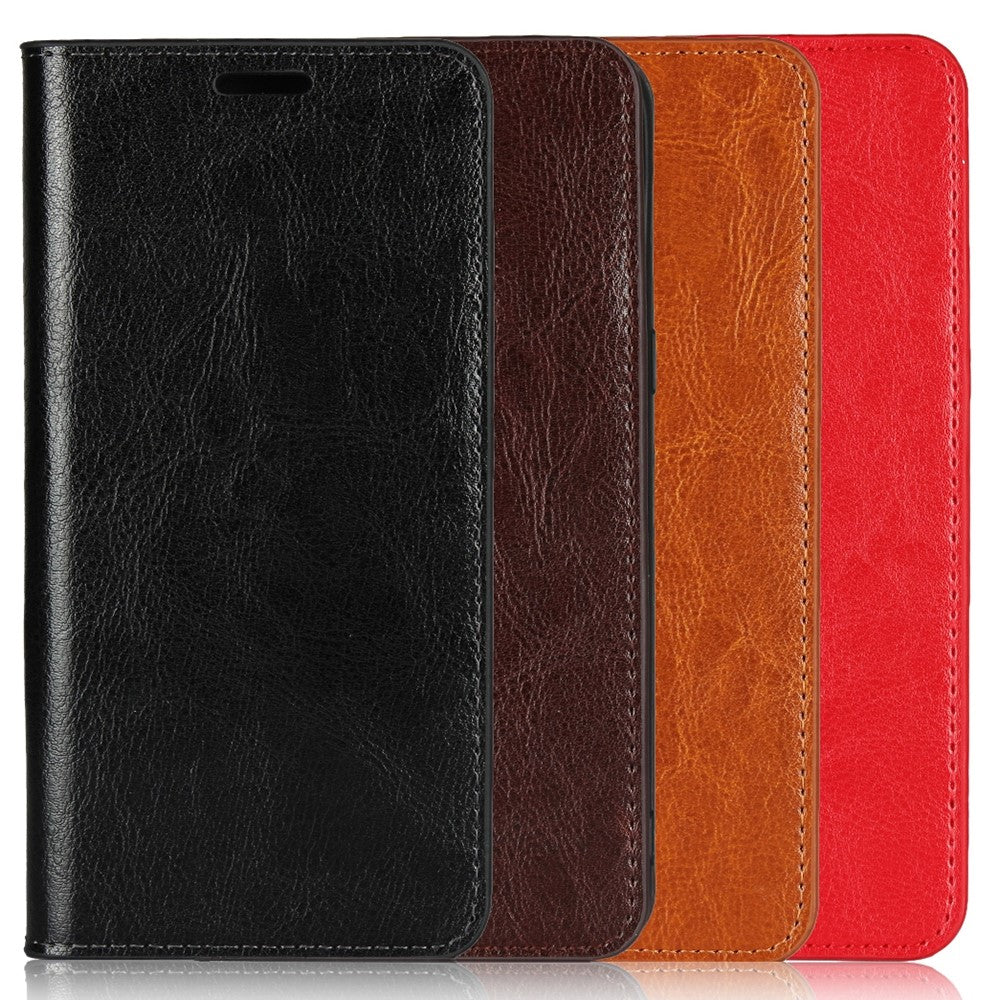 For iPhone 11 6.1 inch Crazy Horse Skin Genuine Leather Case Shockproof TPU Stand Wallet Flip Folio Cover