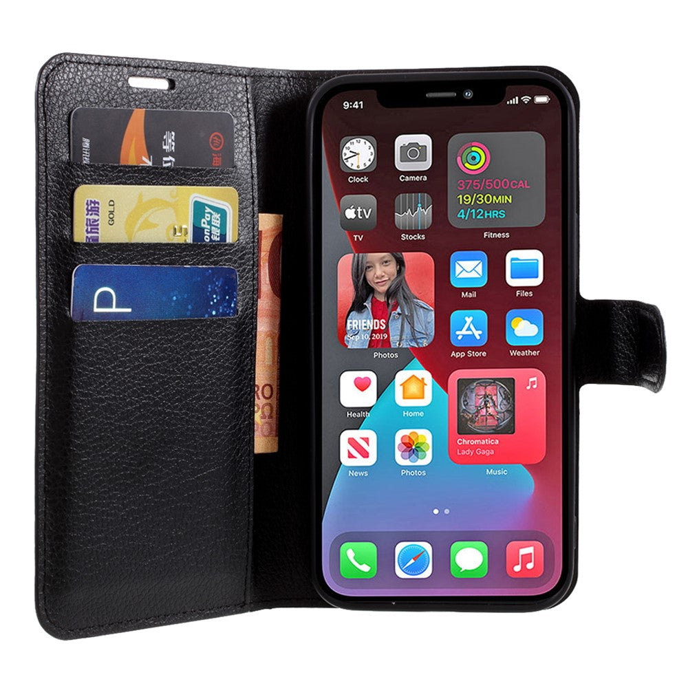Litchi Surface Shell Leather Case with Stand for iPhone 12 Pro / 12 Mobile Phone Accessories
