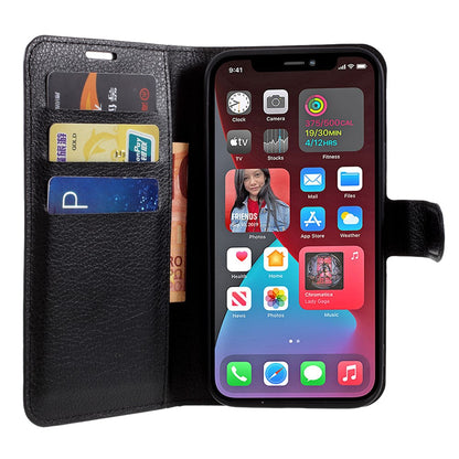 Litchi Surface Shell Leather Case with Stand for iPhone 12 Pro / 12 Mobile Phone Accessories