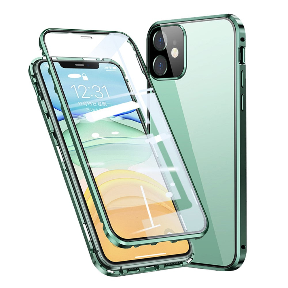 Muti-Color Anti-Scratch Magnetic Installation Metal Frame + Tempered Glass Full Covering Phone Cover for iPhone 11 6.1 inch
