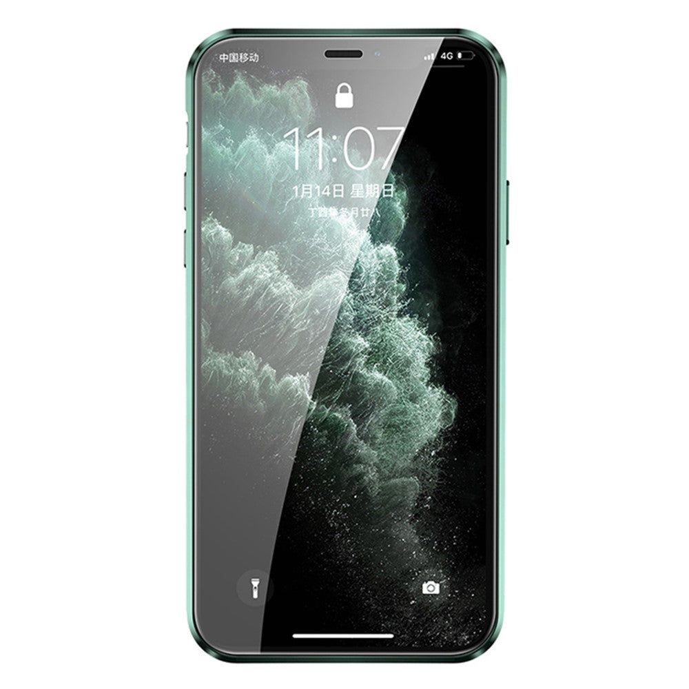 Muti-Color Anti-Scratch Magnetic Installation Metal Frame + Tempered Glass Full Covering Phone Cover for iPhone 11 6.1 inch