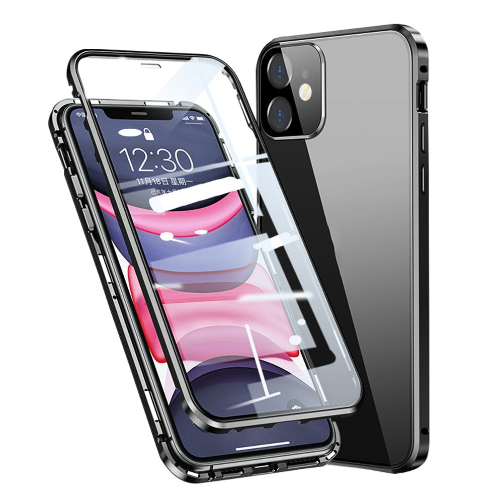 Muti-Color Anti-Scratch Magnetic Installation Metal Frame + Tempered Glass Full Covering Phone Cover for iPhone 11 6.1 inch