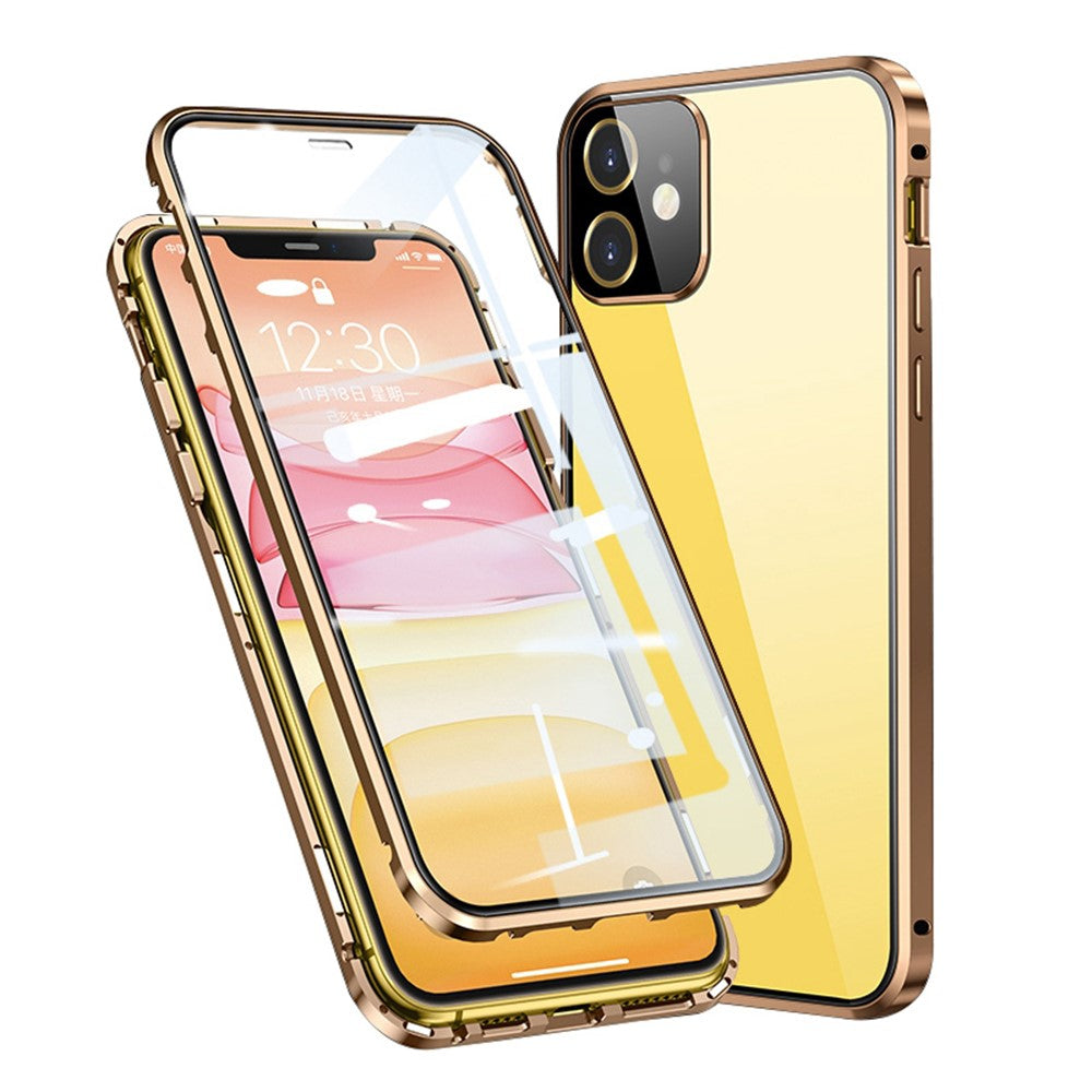 Muti-Color Anti-Scratch Magnetic Installation Metal Frame + Tempered Glass Full Covering Phone Cover for iPhone 11 6.1 inch