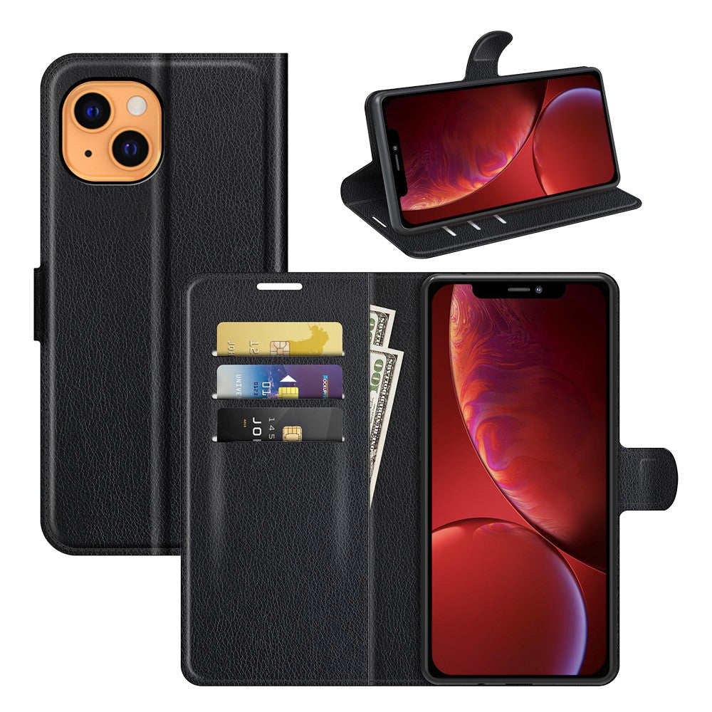 For iPhone 13 Case Litchi Texture Shockproof Leather Wallet Phone Cover