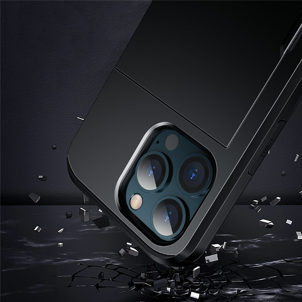 Slide Card Holder Anti-drop protective PC + TPU Hybrid Back Phone Case for iPhone 13 mini 5.4 inch
