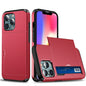 Slide Card Holder Anti-drop protective PC + TPU Hybrid Back Phone Case for iPhone 13 mini 5.4 inch