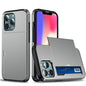 Slide Card Holder Anti-drop protective PC + TPU Hybrid Back Phone Case for iPhone 13 mini 5.4 inch
