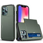 Slide Card Holder Anti-drop protective PC + TPU Hybrid Back Phone Case for iPhone 13 mini 5.4 inch