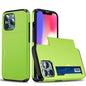 Good Protective Scratch-proof Slide Card Holder PC + TPU Hybrid Back Phone Case for iPhone 13 6.1 inch