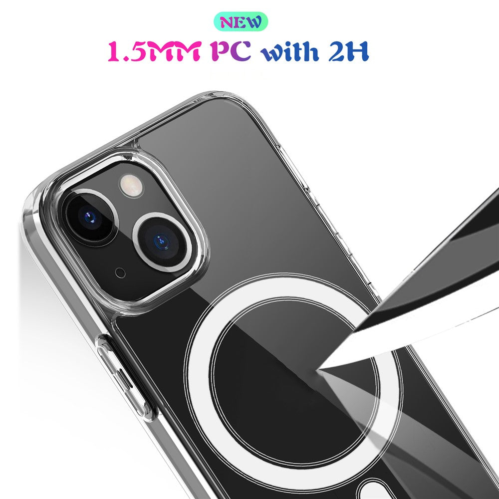 Plastic and Soft TPU Magnetic Case Simple Crystal Transparent Shockproof Cover for iPhone 13 6.1 inch