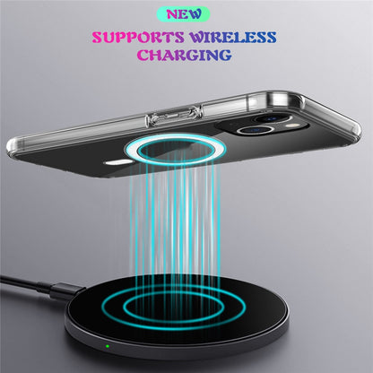 Plastic and Soft TPU Magnetic Case Simple Crystal Transparent Shockproof Cover for iPhone 13 6.1 inch