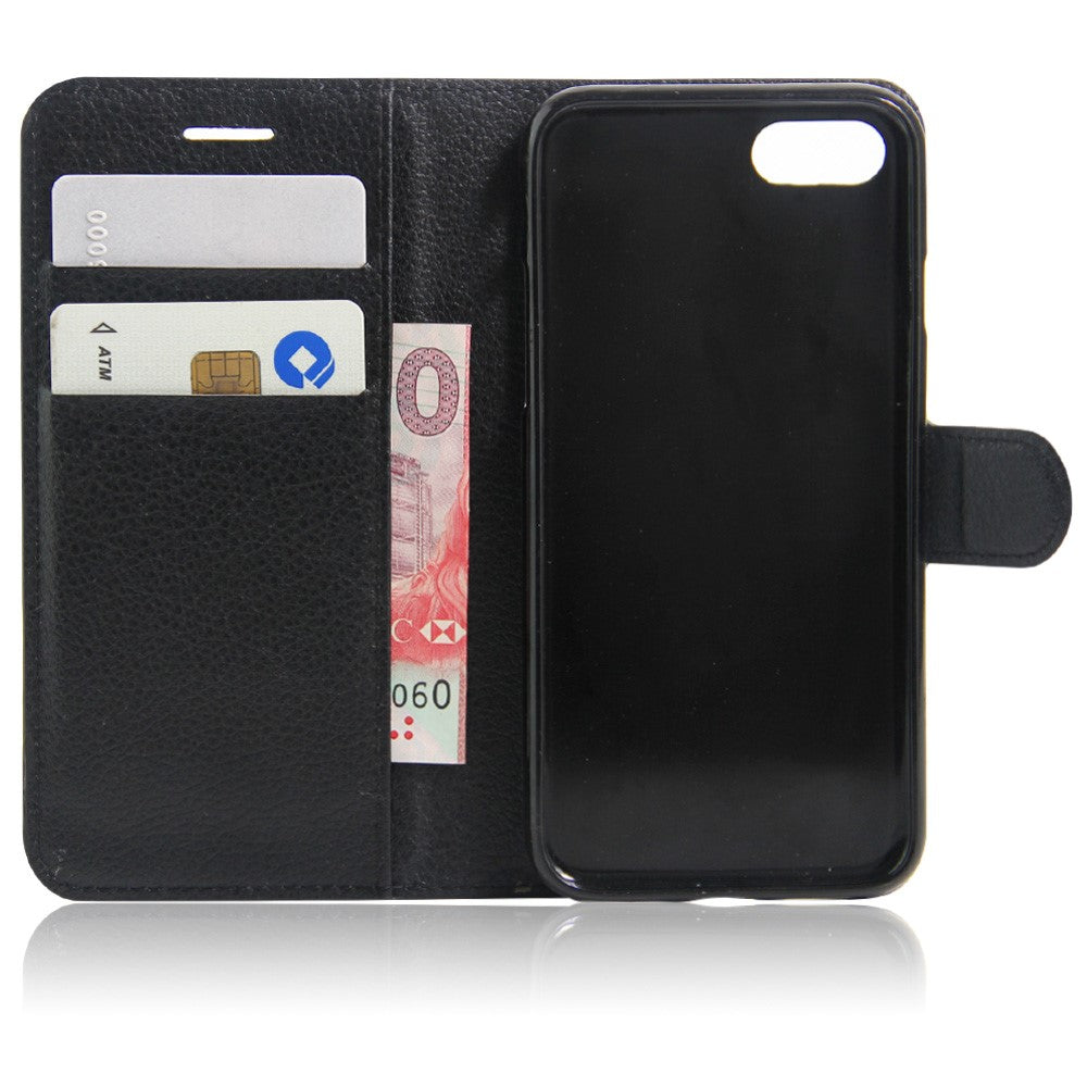 Litchi Grain Leather Wallet Case Flip Folio Stand Protective Cover for iPhone SE 2nd Gen (2020)/SE (2022)/8/7 4.7 inch