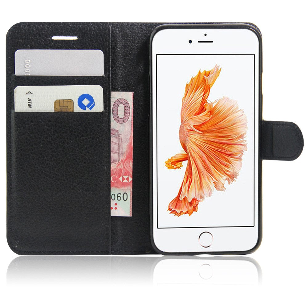 Litchi Grain Leather Wallet Case Flip Folio Stand Protective Cover for iPhone SE 2nd Gen (2020)/SE (2022)/8/7 4.7 inch