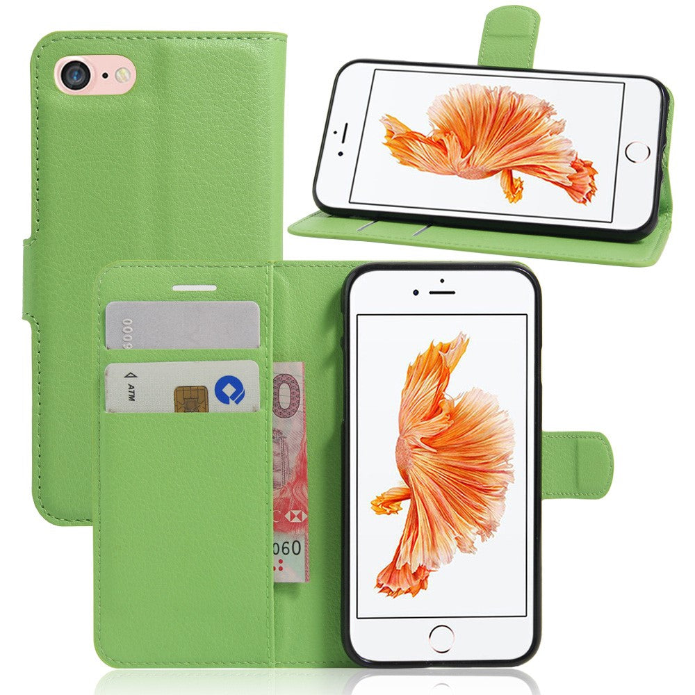 Litchi Grain Leather Wallet Case Flip Folio Stand Protective Cover for iPhone SE 2nd Gen (2020)/SE (2022)/8/7 4.7 inch
