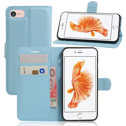 Litchi Grain Leather Wallet Case Flip Folio Stand Protective Cover for iPhone SE 2nd Gen (2020)/SE (2022)/8/7 4.7 inch