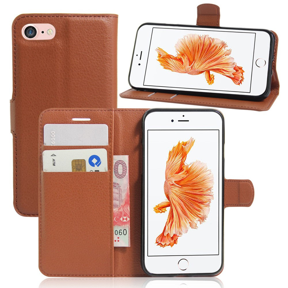 Litchi Grain Leather Wallet Case Flip Folio Stand Protective Cover for iPhone SE 2nd Gen (2020)/SE (2022)/8/7 4.7 inch